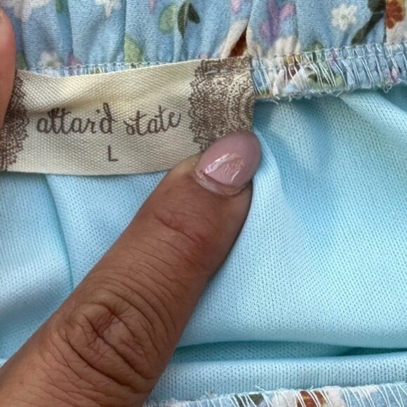 Attard State Womens Light Blue Floral Ruffle Wrap Skirt With Tie Waist L - Picture 4 of 7